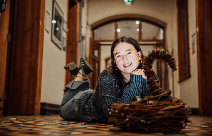 Niamh o Connor , Killeagh , Cork Bachelor of Education (Primary Teaching) student, pictured at the End-of-Semester Exhibition at MIC